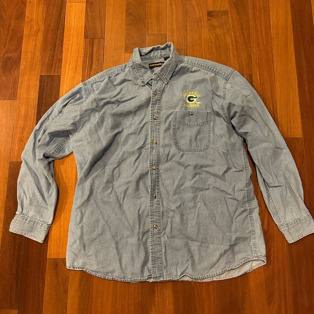 Peregrine Bay Green Bay Packers Casual Light Blue Button Down Shirt size XL